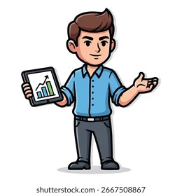 Joven emprendedor en el Vector de ilustración de piso de trabajo