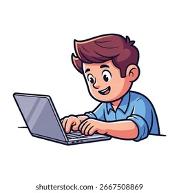 Joven emprendedor en el Vector de ilustración de piso de trabajo
