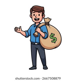 jovem empreendedor no vetor de ilustração plana de trabalho