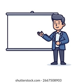 Joven emprendedor en el Vector de ilustración de piso de trabajo