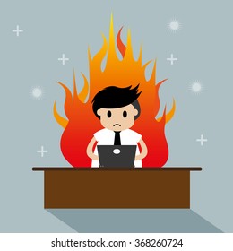 Young enthusiastic businessman 20-30s with firestorm background working for hard and critical job. 