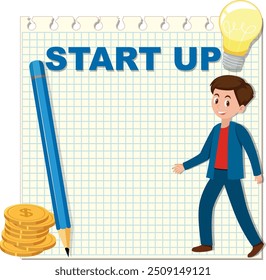 Young entrepreneur with start-up elements