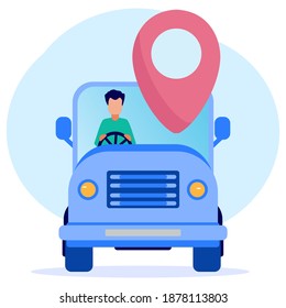 Jóvenes emprendedores se dirigen a trabajar usando clavijas de mapa. Nuestra oficina. Ilustración vectorial.