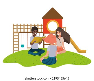 young ethnicity students sitting reading book