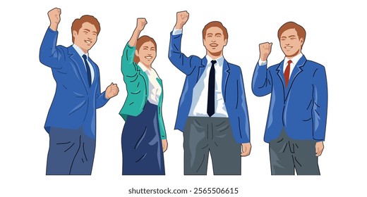 Young executives in suit vector illustration style for design elements.