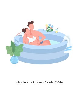 Young expectant parents flat color vector faceless character. Wife and husband in tub. Pregnant woman. Lamaze childbirth method isolated cartoon illustration for web graphic design and animation