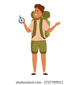 Joven explorador utiliza una brújula para navegar, mostrando un espíritu de aventura y exploración en la naturaleza