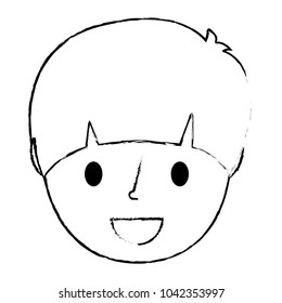 young face boy smiling cartoon character vector illustration sketch