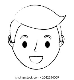 young face boy smiling cartoon character vector illustration sketch