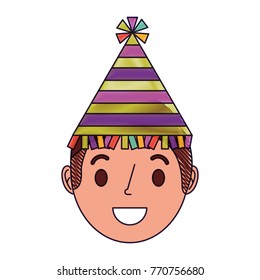 young face man smiling with party hat