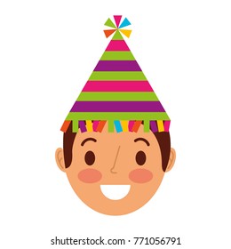 young face man smiling with party hat