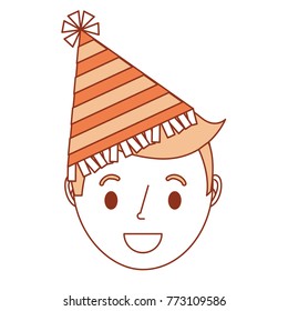 young face man smiling with party hat
