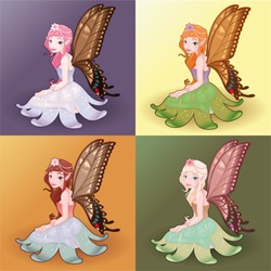 Young Fairies. Funny Cartoon And Vector Illustration.