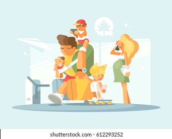 Young family at airport