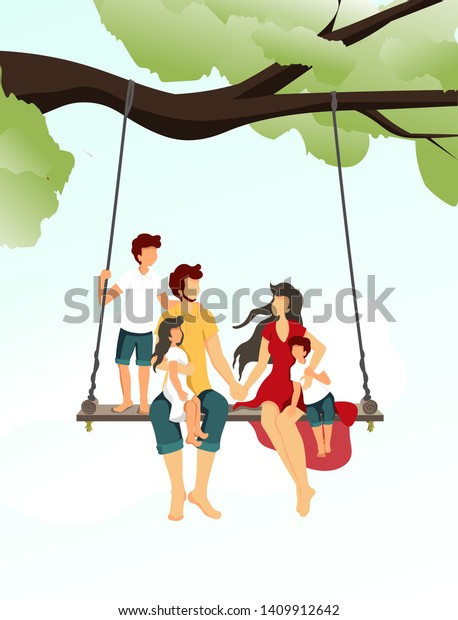 Young Family Consisting Mother Father Two Stock Vector (Royalty Free ...