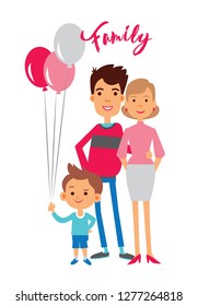 Young family. Flat style. Vector graphics