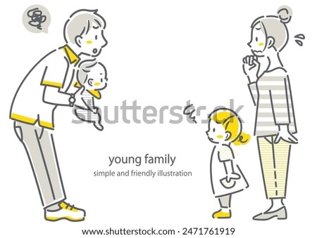 young family looking at information