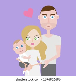 
Young family: mom, dad and son
