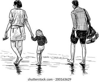 young family on a beach