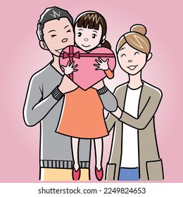 Young family on Valentine's Day