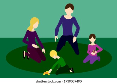 Young family. Vector illustration. Flat design.