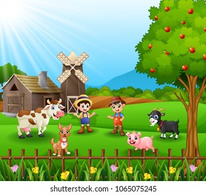 Young farmers activities with animals