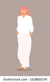 Young fashinable girl isolated on background for design card,  fashion party invitation, feminism event, girls power poster, shop sale etc.