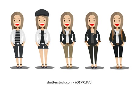 young fashion girls illustration vector 