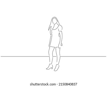 Young Fashion Model Line Art Drawing Stock Vector (Royalty Free ...