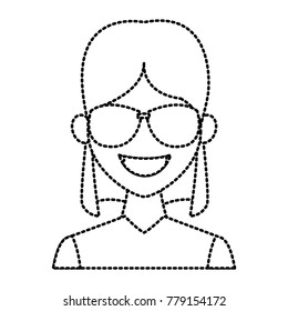 Young fashion woman with sunglasses cartoon