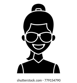 Young fashion woman with sunglasses cartoon