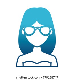 Young fashion woman with sunglasses cartoon