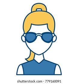 Young fashion woman with sunglasses cartoon