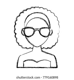 Young fashion woman with sunglasses cartoon