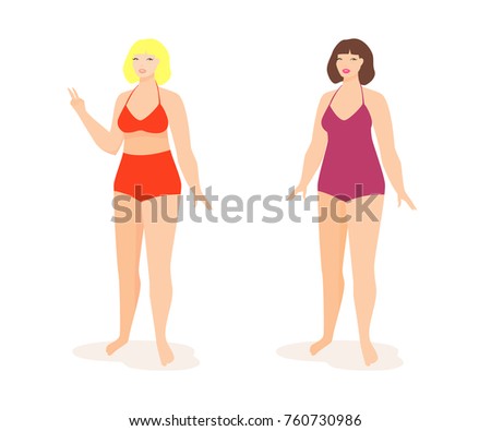Young fat woman. Vector.