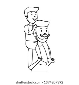 young father with son characters