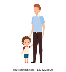 young father with son characters