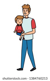 young father with son characters
