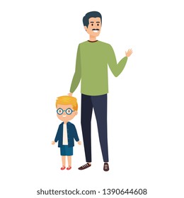 young father with son characters