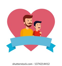 young father with son in heart love