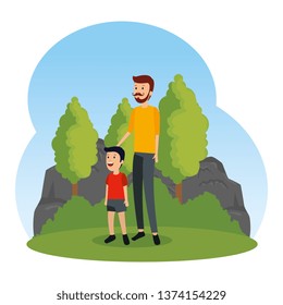 young father with son in the landscape