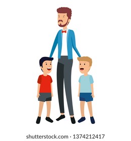 young father with sons characters