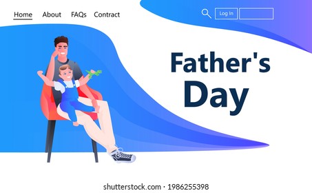 young father spending time with little child at home fatherhood parenting concept full length horizontal