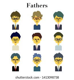 young fathers face 9 pattern illustration set