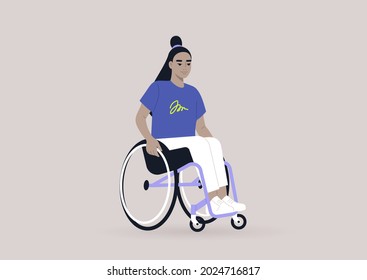 A young female Asian character on a wheelchair, inclusivity in daily life