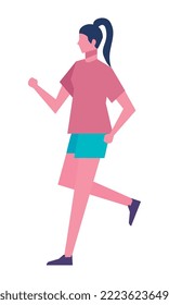 young female athlete running character