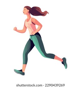 young female athlete running character