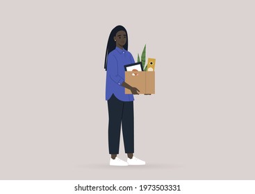 Young Female Black Character Holding Their Stock Vector (Royalty Free ...