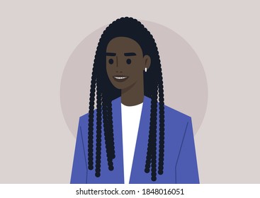 A young female Black character wearing teeth braces, a beautiful smile, dental care