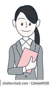 Young female businessman with file